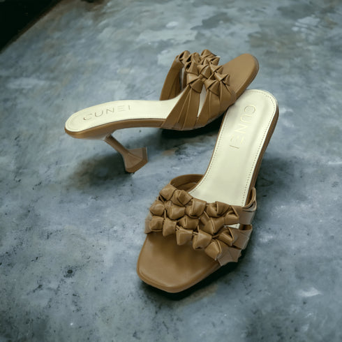 Tan Barbed Heels - cunei